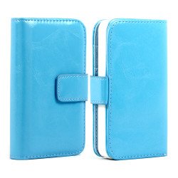 iPhone 4 4S Seperable 2 in1 Flip Leather Wallet Case (Light-Blue)